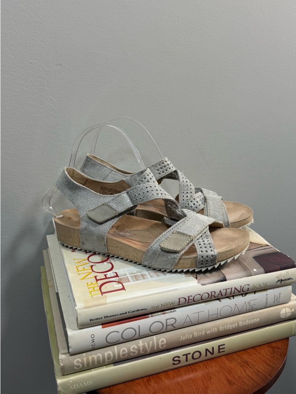 Josef Seibel Light Gray Suede Slingback Sandals Size 38 - Picture 2 of 14